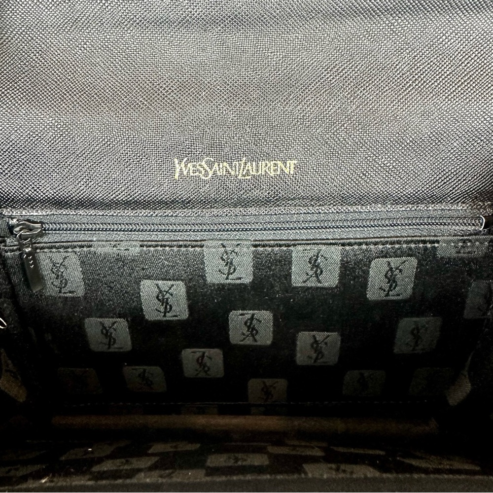 YSL YVES SAINT LAURENT Black Leather Clutch Crossbody  CUSTOM - Picture 7 of 12
